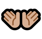 Open Hands Emoji with Medium-Light Skin Tone, Microsoft style