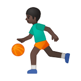 Man Bouncing Ball Emoji with Dark Skin Tone, Google style