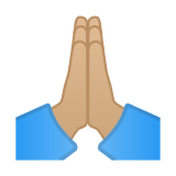 Folded Hands Emoji with Medium-Light Skin Tone, Google style