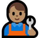 Man Mechanic Emoji with Medium Skin Tone, Microsoft style