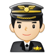 Man Pilot Emoji with Light Skin Tone, Samsung style
