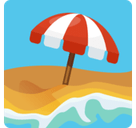 Beach with Umbrella Emoji, Facebook style