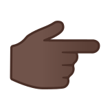 Backhand Index Pointing Right Emoji with Dark Skin Tone, Google style