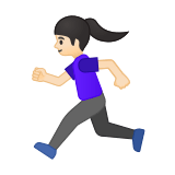 Woman Running Emoji with Light Skin Tone, Google style