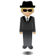 Man in Suit Levitating Emoji with Medium-Light Skin Tone, Samsung style