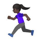 Woman Running Emoji with Dark Skin Tone, Google style
