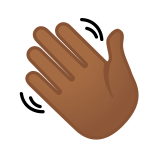 Waving Hand Emoji with Medium-Dark Skin Tone, Google style