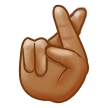 Crossed Fingers Emoji with Medium Skin Tone, Samsung style