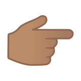 Backhand Index Pointing Right Emoji with Medium Skin Tone, Google style