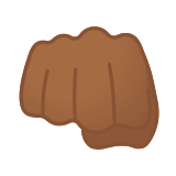 Oncoming Fist Emoji with Medium-Dark Skin Tone, Google style