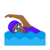 Woman Swimming Emoji with Medium-Dark Skin Tone, Google style