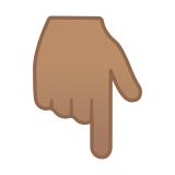 Backhand Index Pointing Down Emoji with Medium Skin Tone, Google style