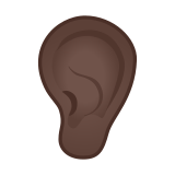 Ear Emoji with Dark Skin Tone, Google style