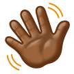 Waving Hand Emoji with Medium-Dark Skin Tone, Samsung style