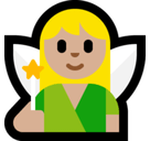 Woman Fairy Emoji with Medium-Light Skin Tone, Microsoft style