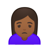 Person Frowning Emoji with Medium-Dark Skin Tone, Google style