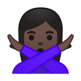 Person Gesturing No Emoji with Dark Skin Tone, Google style