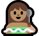 Person in Steamy Room Emoji with Medium Skin Tone, Microsoft style
