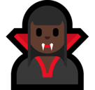 Vampire Emoji with Dark Skin Tone, Microsoft style