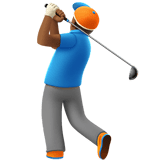Man Golfing Emoji with Medium-Dark Skin Tone, Apple style