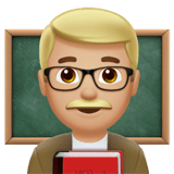 Man Teacher Emoji with Medium-Light Skin Tone, Apple style