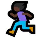 Woman Running Emoji with Dark Skin Tone, Microsoft style