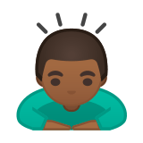 Person Bowing Emoji with Medium-Dark Skin Tone, Google style