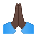 Folded Hands Emoji with Dark Skin Tone, Google style