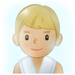 Man in Steamy Room Emoji with Medium-Light Skin Tone, Samsung style