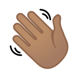 Waving Hand Emoji with Medium Skin Tone, Google style