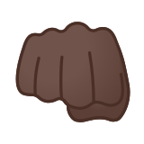 Oncoming Fist Emoji with Dark Skin Tone, Google style