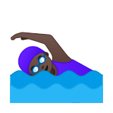 Woman Swimming Emoji with Dark Skin Tone, Google style
