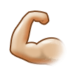 Flexed Biceps Emoji with Medium-Light Skin Tone, Samsung style