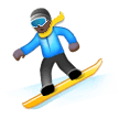 Snowboarder Emoji with Dark Skin Tone, Samsung style