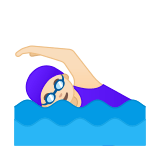 Woman Swimming Emoji with Light Skin Tone, Google style