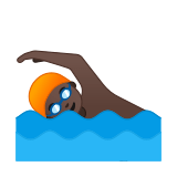 Man Swimming Emoji with Dark Skin Tone, Google style