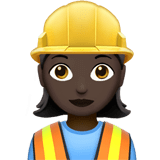 Woman Construction Worker Emoji with Dark Skin Tone, Apple style