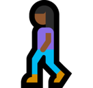 Woman Walking Emoji with Medium-Dark Skin Tone, Microsoft style