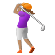 Woman Golfing Emoji with Medium Skin Tone, Samsung style
