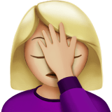 Woman Facepalming Emoji with Medium-Light Skin Tone, Apple style