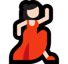 Woman Dancing Emoji with Light Skin Tone, Microsoft style