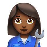 Woman Mechanic Emoji with Medium-Dark Skin Tone, Apple style