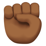 Raised Fist Emoji with Medium-Dark Skin Tone, Apple style