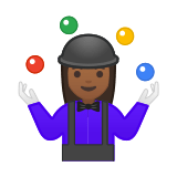 Woman Juggling Emoji with Medium-Dark Skin Tone, Google style