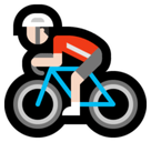Person Biking Emoji with Light Skin Tone, Microsoft style