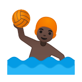Man Playing Water Polo Emoji with Dark Skin Tone, Google style