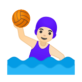 Woman Playing Water Polo Emoji with Light Skin Tone, Google style