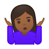 Woman Shrugging Emoji with Medium-Dark Skin Tone, Google style