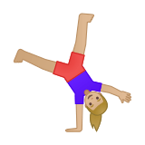 Woman Cartwheeling Emoji with Medium-Light Skin Tone, Google style