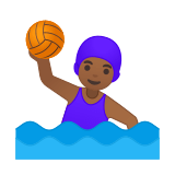 Woman Playing Water Polo Emoji with Medium-Dark Skin Tone, Google style